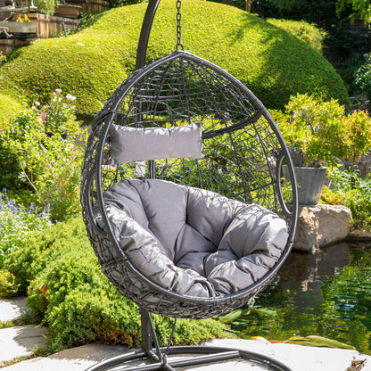 Kylie - Boho Style Hanging Basket Chair Rattan With Water Resistant Cushions
