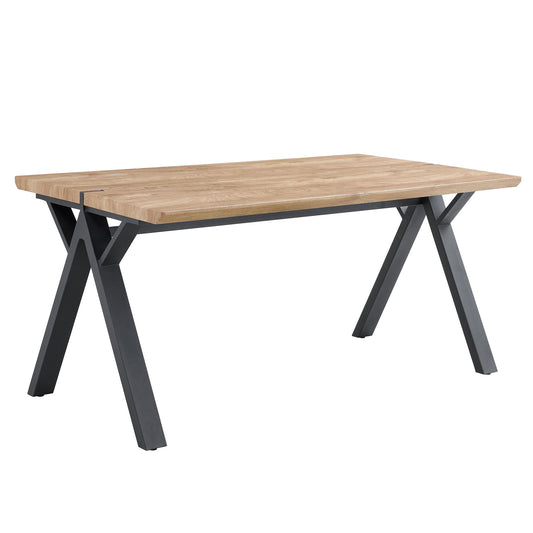 Wood Textured Dining Table With A Frame Legs.Density Board Sticker Pipe Spraying, Suitable For Various Occasions Such As Living Rooms - Black