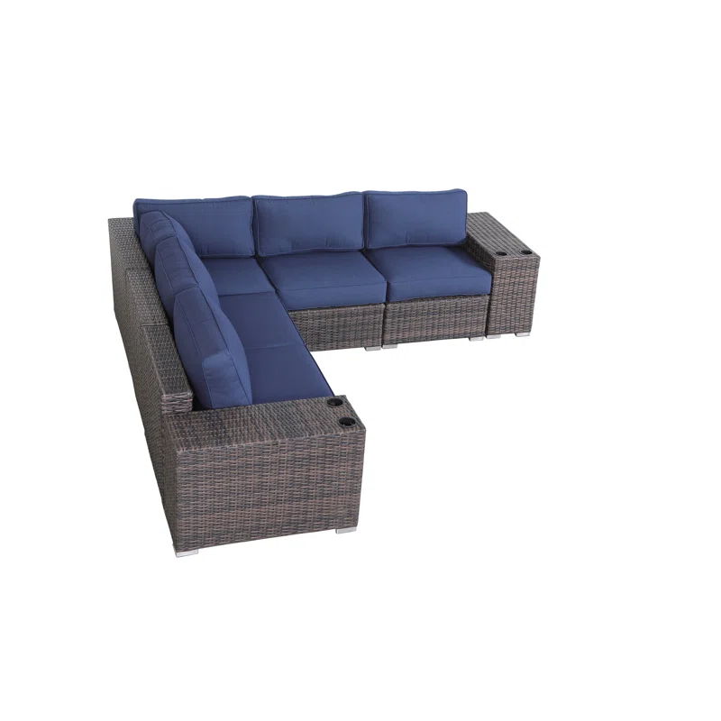 Modern Rattan Wicker Seating Group With Cushions