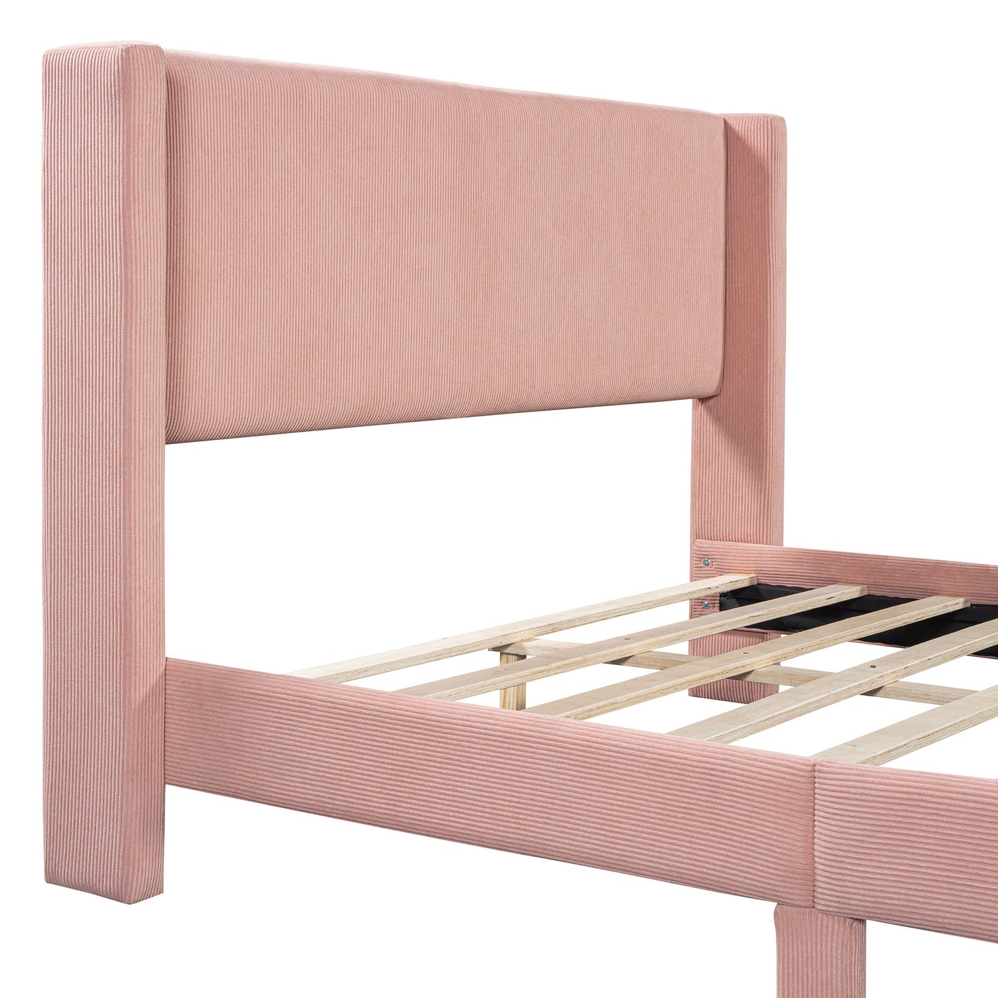 Platform Contemporary Bed With Legs And Upholstered Headboard