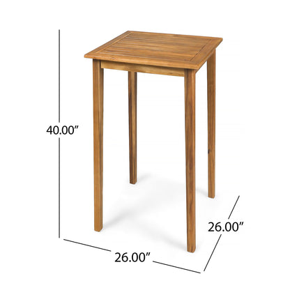 Outdoor Minimalist Acacia Wood Square Bar Table