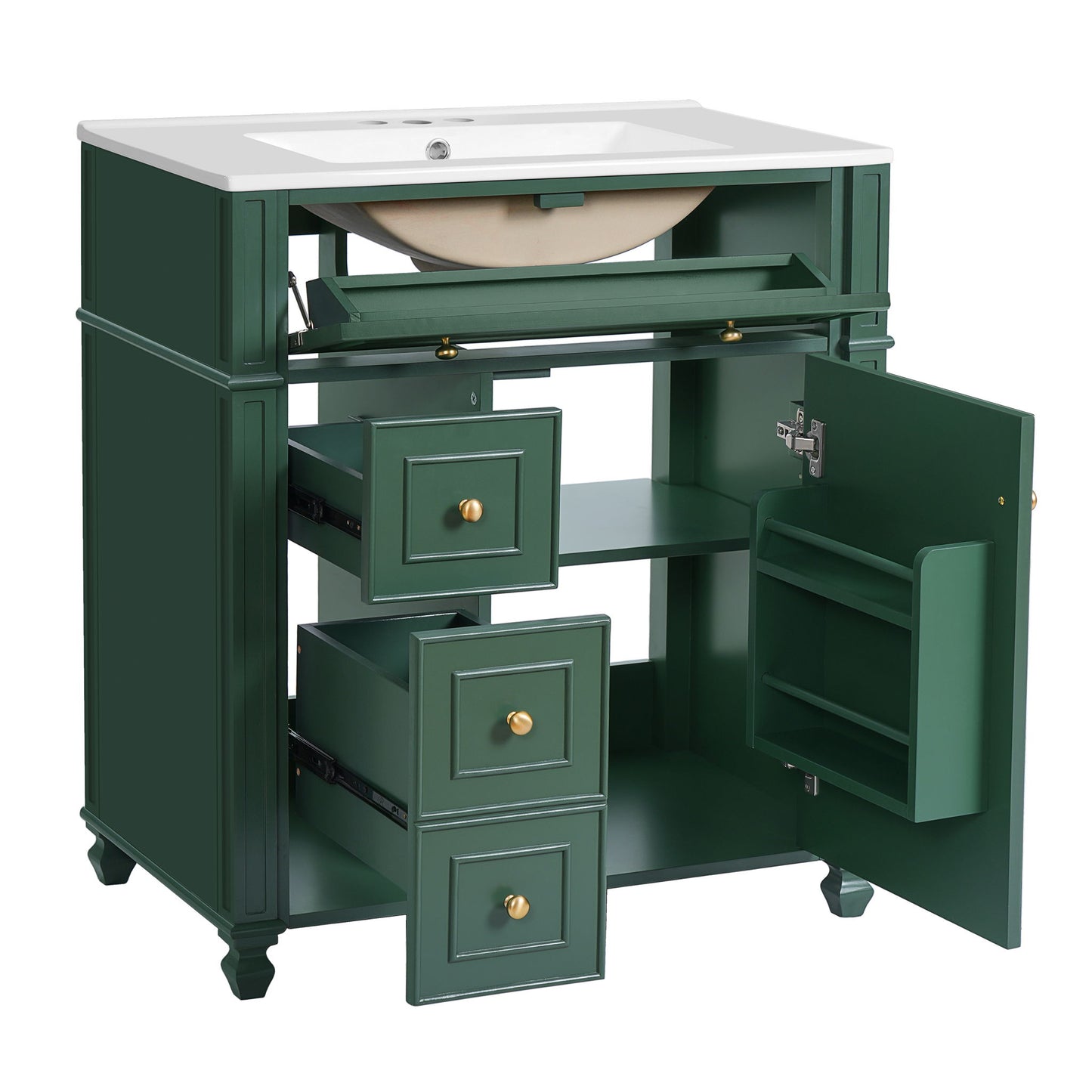 Bathroom Vanity Cabinet With Sink, Soft Close Doors With Door Organizer