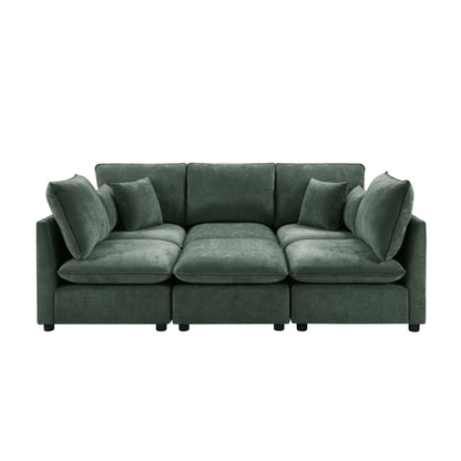Modern Sectional Sofa U-Shaped With Movable Ottoman Storage Armrests And USB Ports