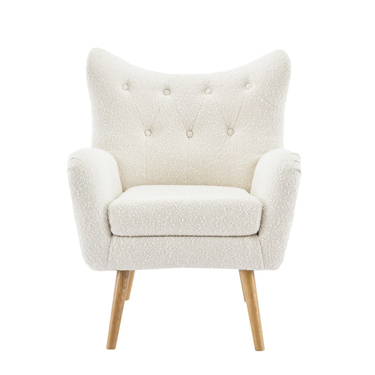 Mid - Century Modern Arm Chair With Wingback Design Wood Legs