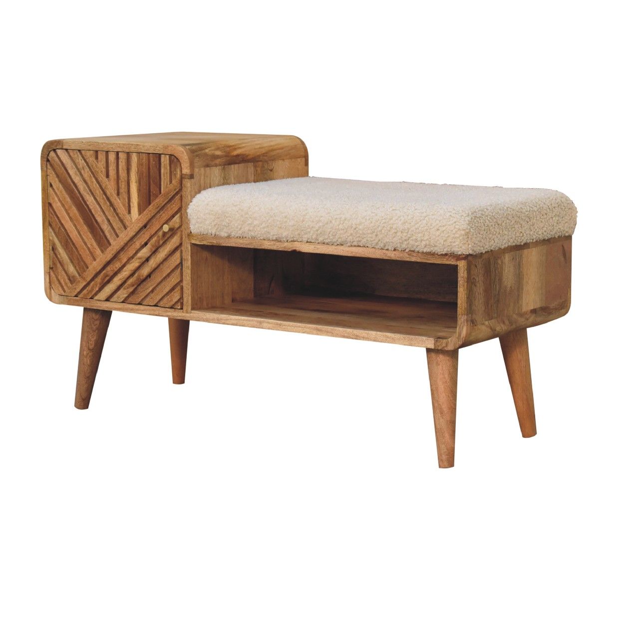 Boucle Carved Telephone Table - Oak